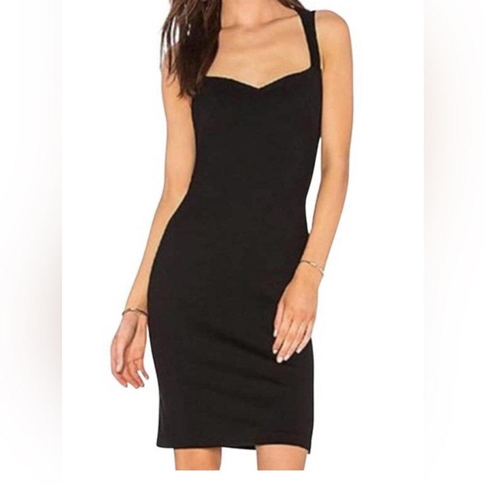 L'Agence X Revolve Emma Ponte Knit V-Neck Open Back Mini Sheath Dress- XS